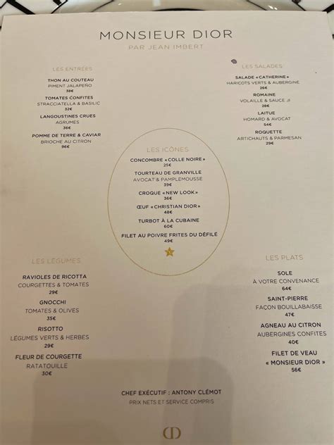 ristorante di dior|monsieur dior menu.